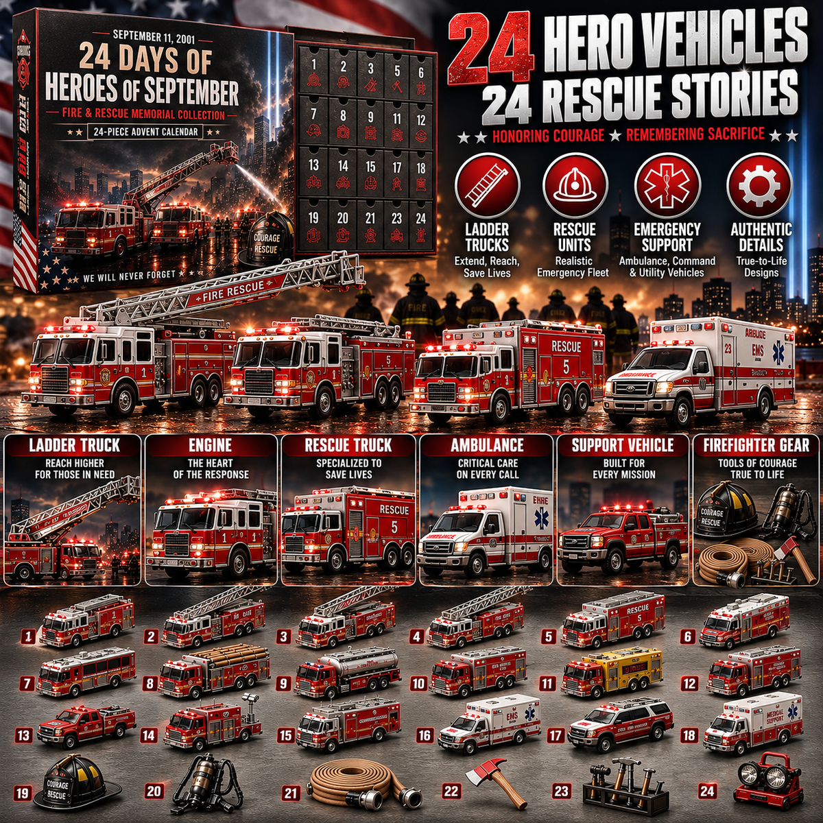 🚒 24 Days of Heroes – Fire & Rescue Memorial Collector Calendar