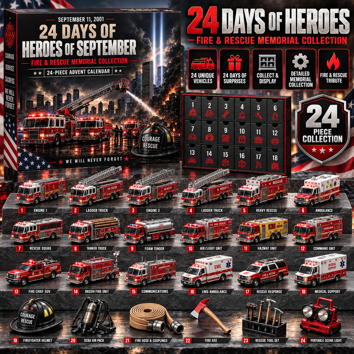 🚒 24 Days of Heroes – Fire & Rescue Memorial Collector Calendar