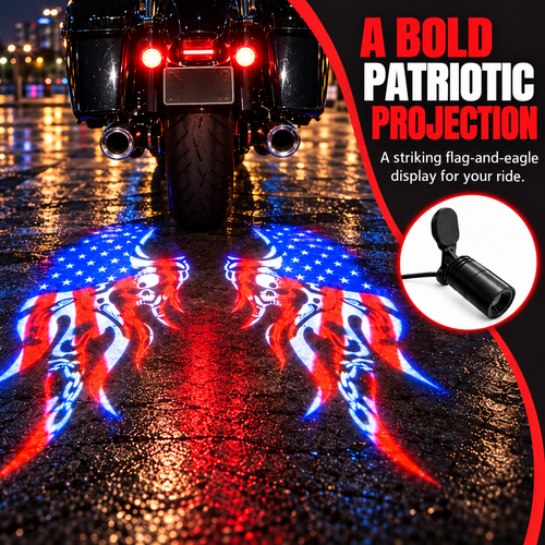 🏍️Patriotic Eagle Motorcycle Ground Projection Lamp 🇺🇸