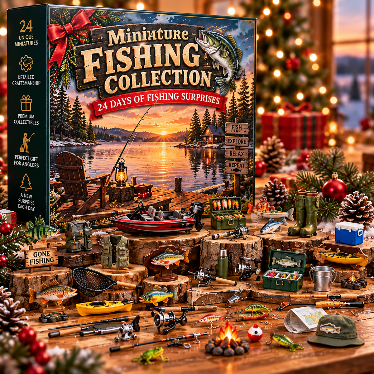 🎣 Miniature Fishing Collection – 24 Days of Fishing Surprises Advent Calendar 🎄 | Christmas Gift for Fishing Lovers
