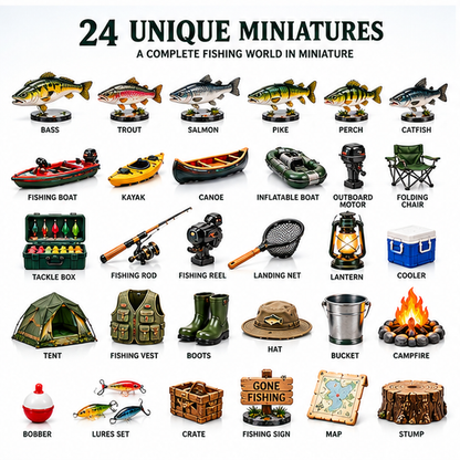 🎣 Miniature Fishing Collection – 24 Days of Fishing Surprises Advent Calendar 🎄 | Christmas Gift for Fishing Lovers