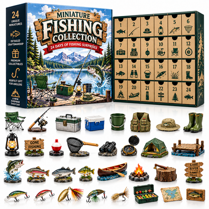🎣 Miniature Fishing Collection – 24 Days of Fishing Surprises Advent Calendar 🎄 | Christmas Gift for Fishing Lovers