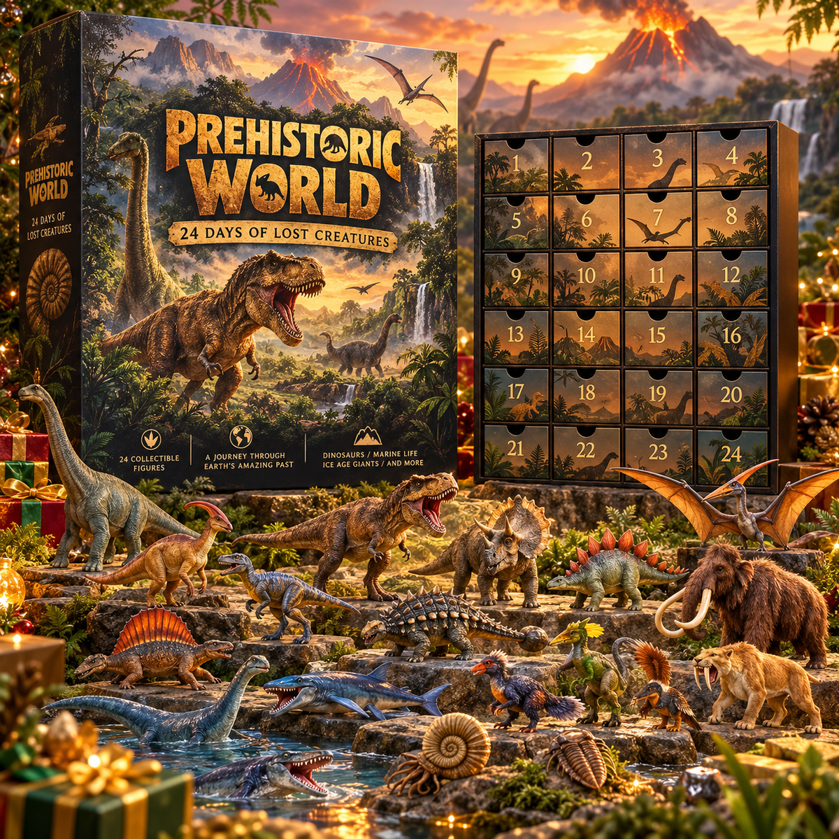 🦕 Prehistoric World – 24 Days of Lost Creatures Advent Calendar 🎄 | Dinosaur & Prehistoric Animal Collection