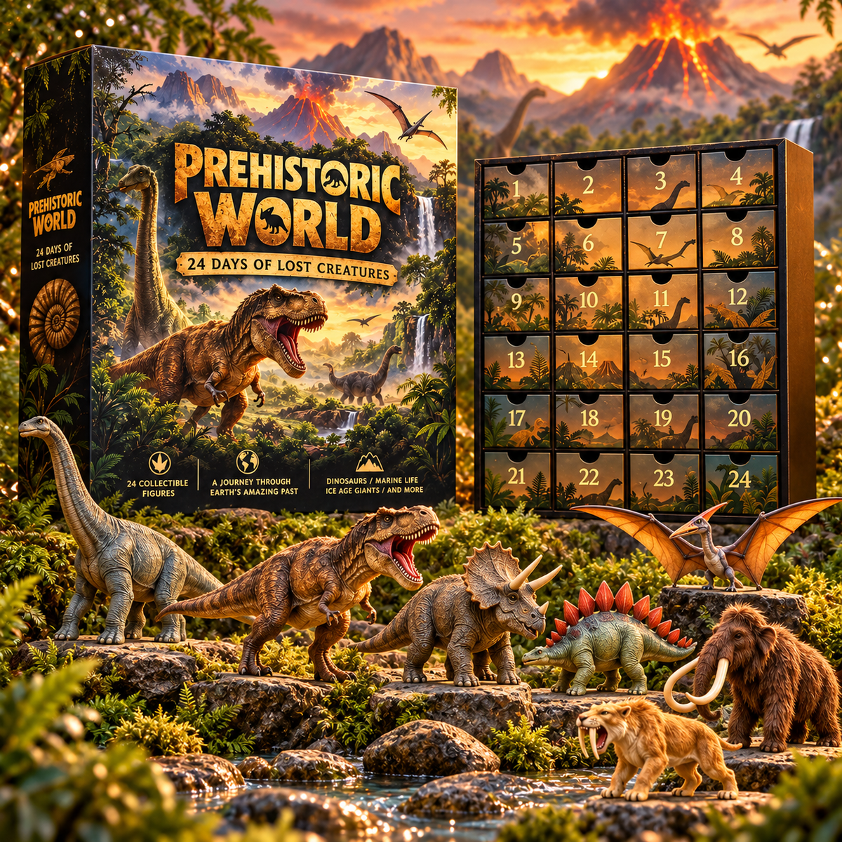 🦕 Prehistoric World – 24 Days of Lost Creatures Advent Calendar 🎄 | Dinosaur & Prehistoric Animal Collection