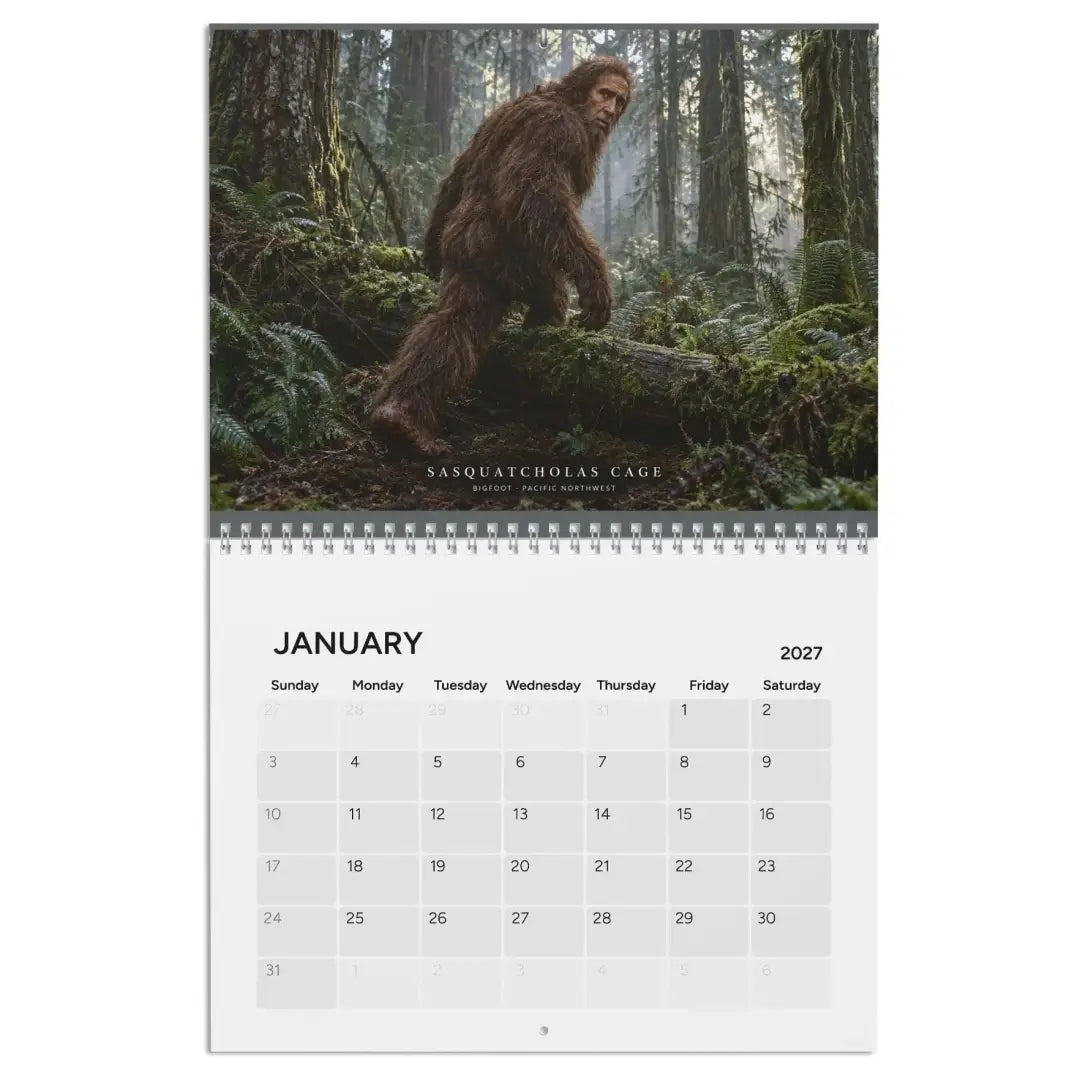 😂 2027 Nic Cage Cryptid Calendar – 12 Months of Legendary Weirdness!