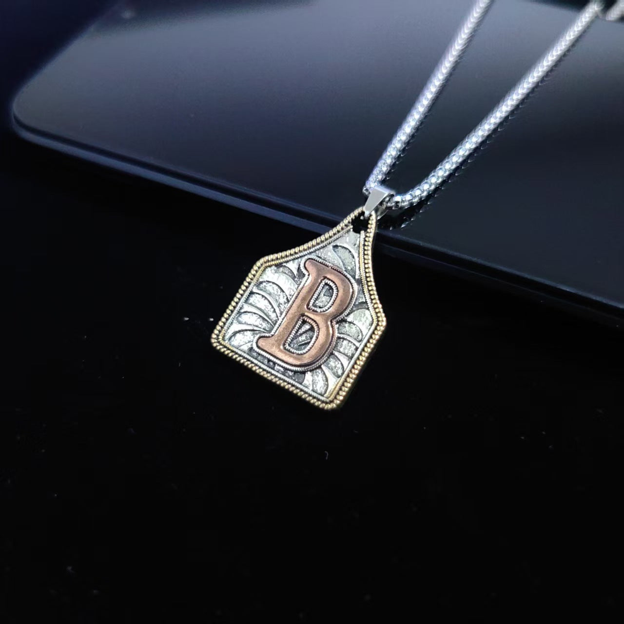 A-Z Letter Pendant Necklace - 22inch Stainless Steel