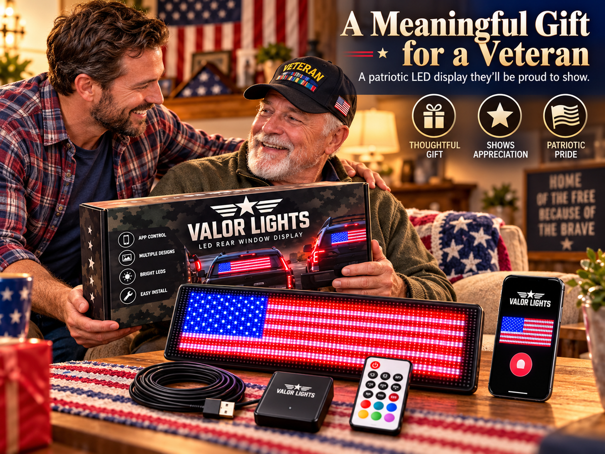 🎁 Patriotic LED Car Display – A Meaningful Gift for Veterans🚙