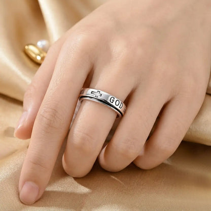 Christian Spinner Ring – Psalm 46:5 Inspirational Cross Ring