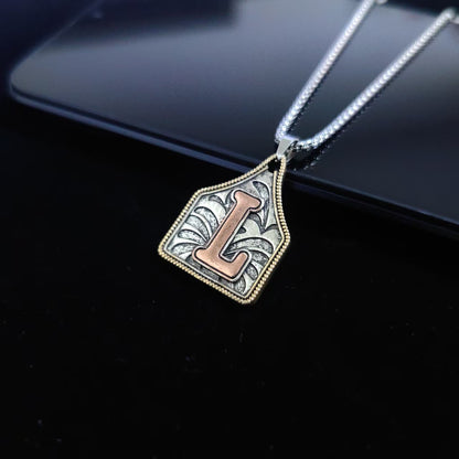 A-Z Letter Pendant Necklace - 22inch Stainless Steel