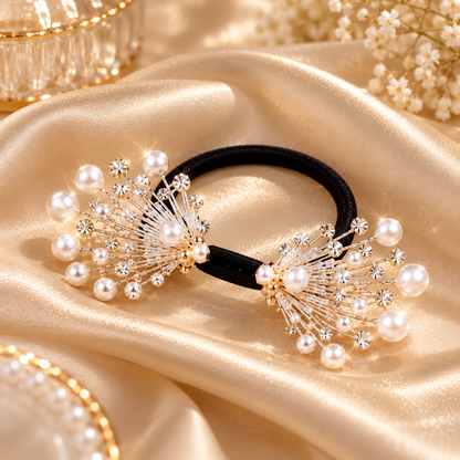 ✨ Elegant Pearl & Crystal Hair Tie – Effortless Elegance 🤍