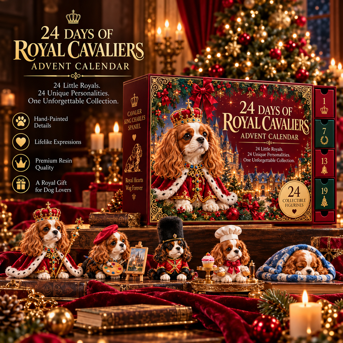 👑 24 Little Royals, One Unforgettable Gift! 🐶 Cavalier King Charles Spaniel Advent Calendar