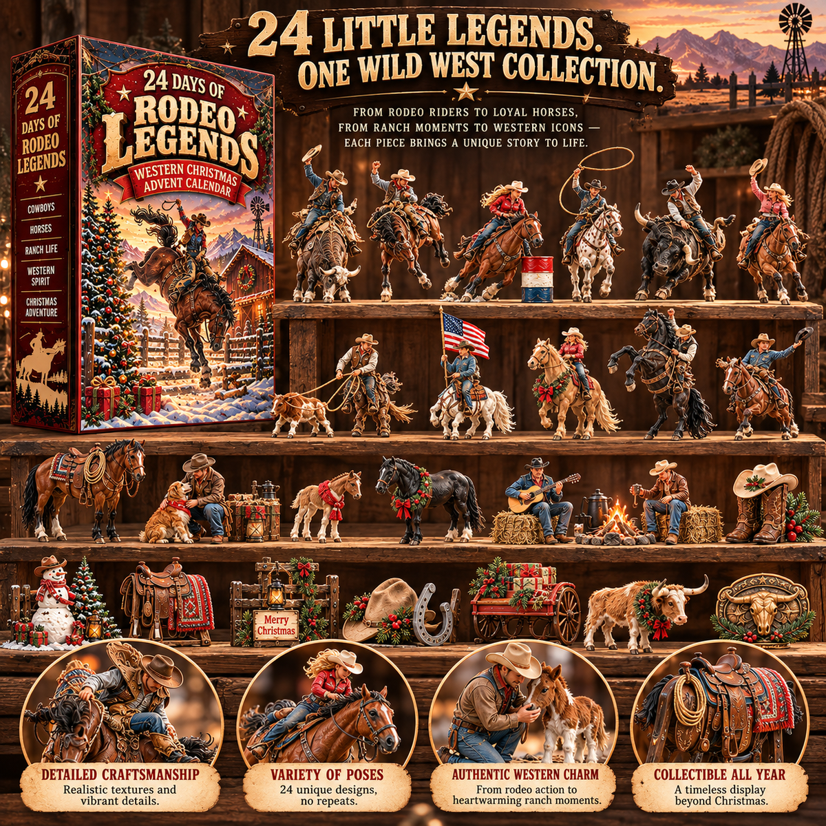 🌵 The Wild West Never Fades – 24-Day Cowboy & Horse Christmas Advent Calendar