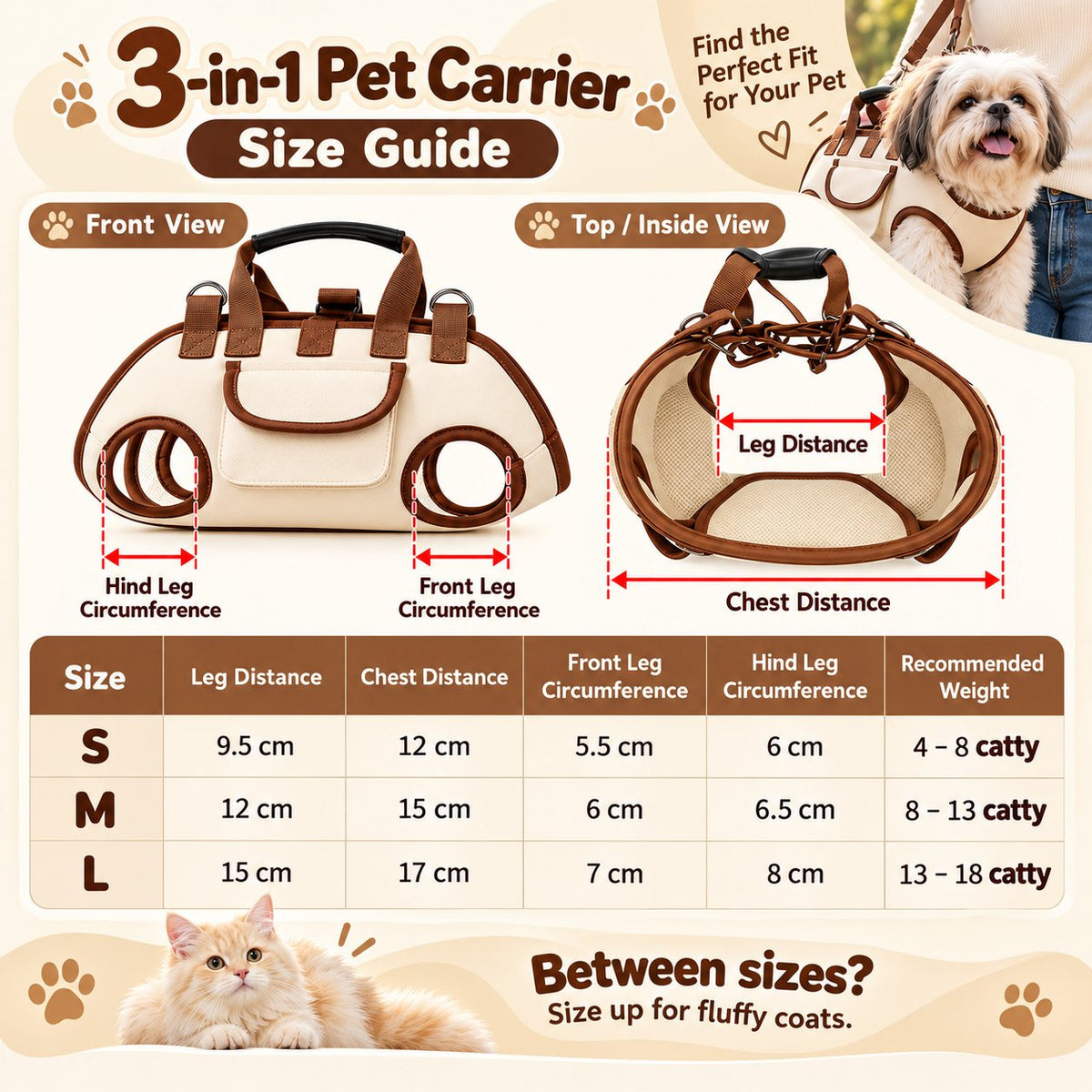 🐾 Hands-Free Pet Sling & Harness Carrier