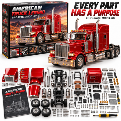 🚛 🎁Candy Apple Red American Truck Model Kit – Build Your Own Classic Semi Truck