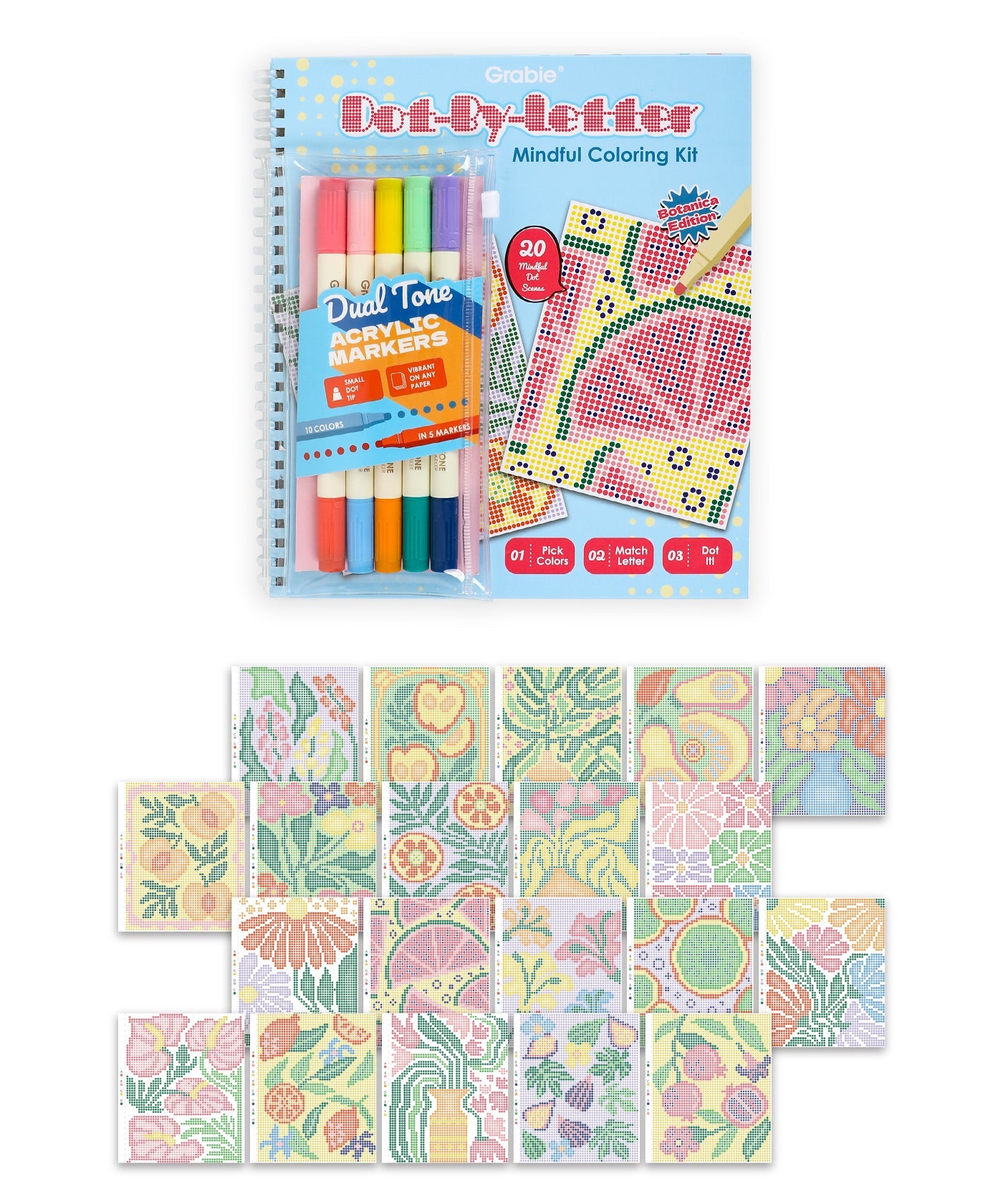 Dot-By-Letter Mindful Coloring Kit
