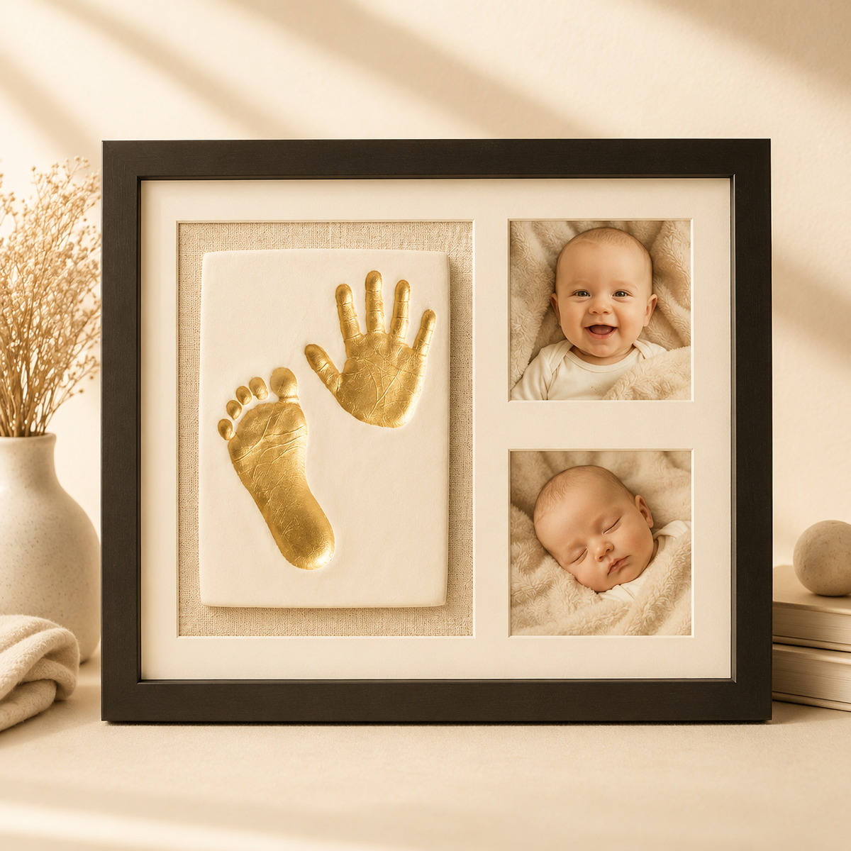 👣 Baby Hand & Footprint Keepsake Frame – Clay Print & Photo Memory Kit