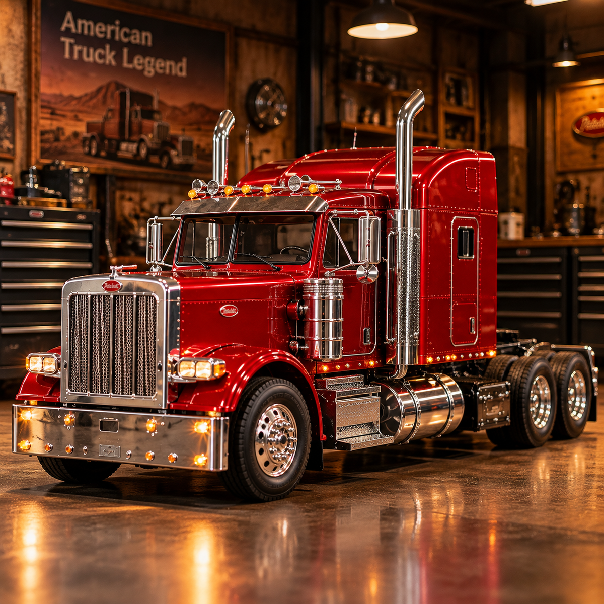 🚛 Candy Apple Red American Truck Model Kit – Build Your Own Classic Semi Truck