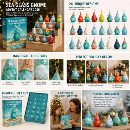 🎄Christmas Early Bird Sale |🌊🧝‍♂️Sea Glass Gnome Advent Calendar 2026
