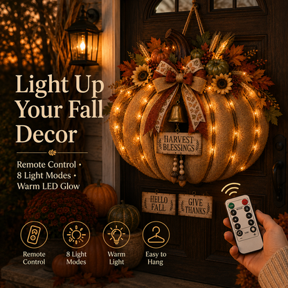 🍂🐮Autumn Highland cow wreath decoration with lights