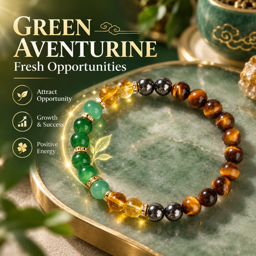 Natural Crystal Wealth & Good Luck Beaded Bracelet 💰