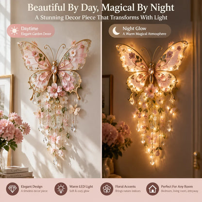 🦋 Butterfly Garden Glow™ – Romantic Floral Wall Light with Warm Ambient Illumination & Crystal Accents