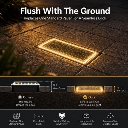 🔥 LAST DAY 50% OFF-✨ Solar Paver Light – 4×8" Warm White In-Ground Walkway Light