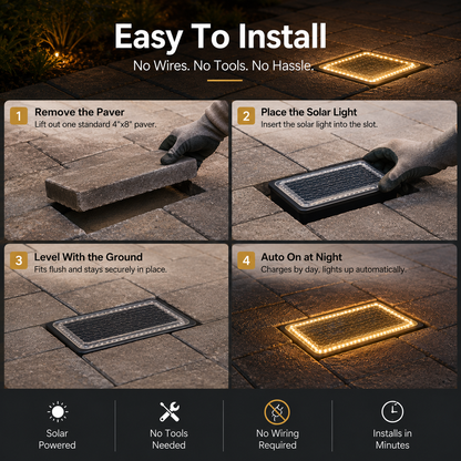 🔥 LAST DAY 50% OFF-✨ Solar Paver Light – 4×8" Warm White In-Ground Walkway Light