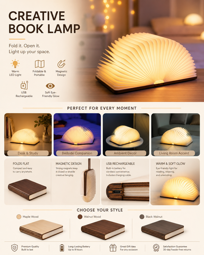 Creative LED reading light, eye-friendly, creates a comfortable atmosphere, a favorite among niche, high-end individuals.