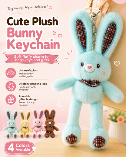🎀Cute Fluffy Bunny Keychain Bag Charm