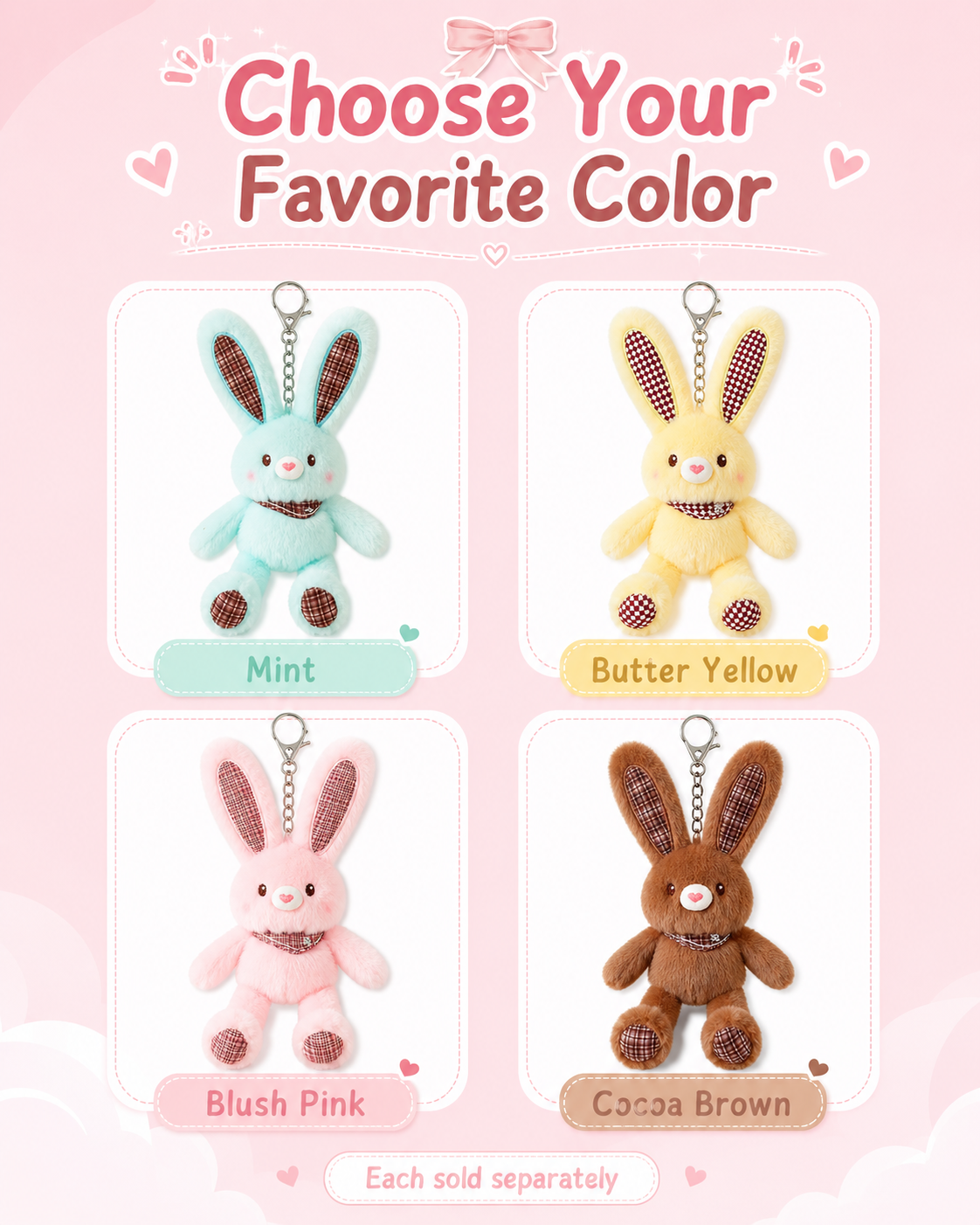 🎀Cute Fluffy Bunny Keychain Bag Charm