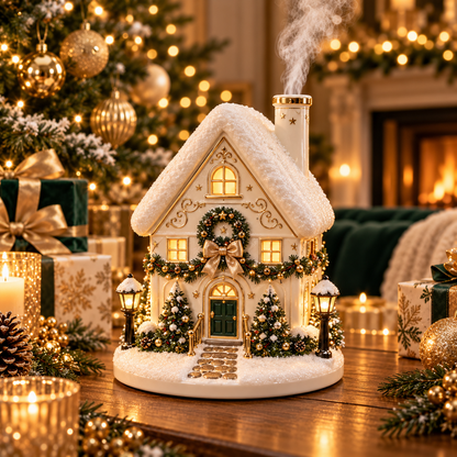 🎄 Christmas Village Aroma Diffuser – Glowing Holiday House with Chimney Mist & Essential Oil Scent