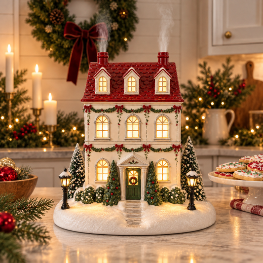 🎄 Christmas Village Aroma Diffuser – Glowing Holiday House with Chimney Mist & Essential Oil Scent