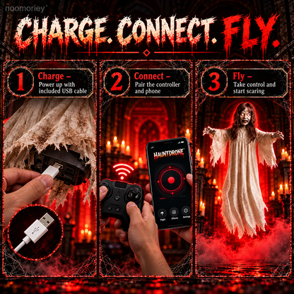 👻 Hauntdrone™ Ghost Girl & Demon Nun – Flying Halloween Scare Prop with Live Camera