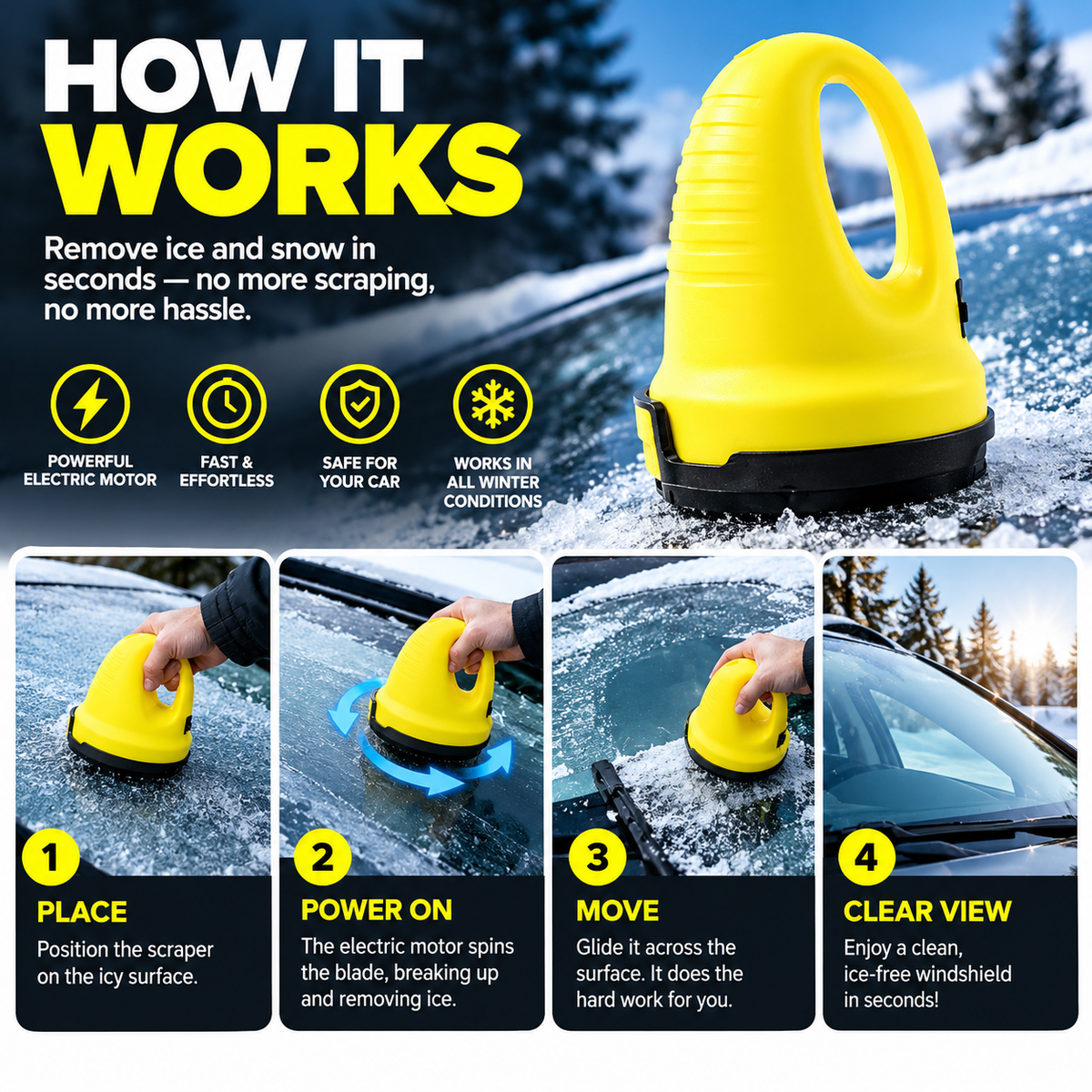 🔥HOT SALE 50% OFF-Cordless Electric Ice Scraper for Car Windows❄️
