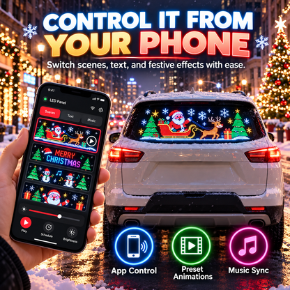 🎄 Animated Christmas LED Rear Window Panel – App Controlled Car Display
