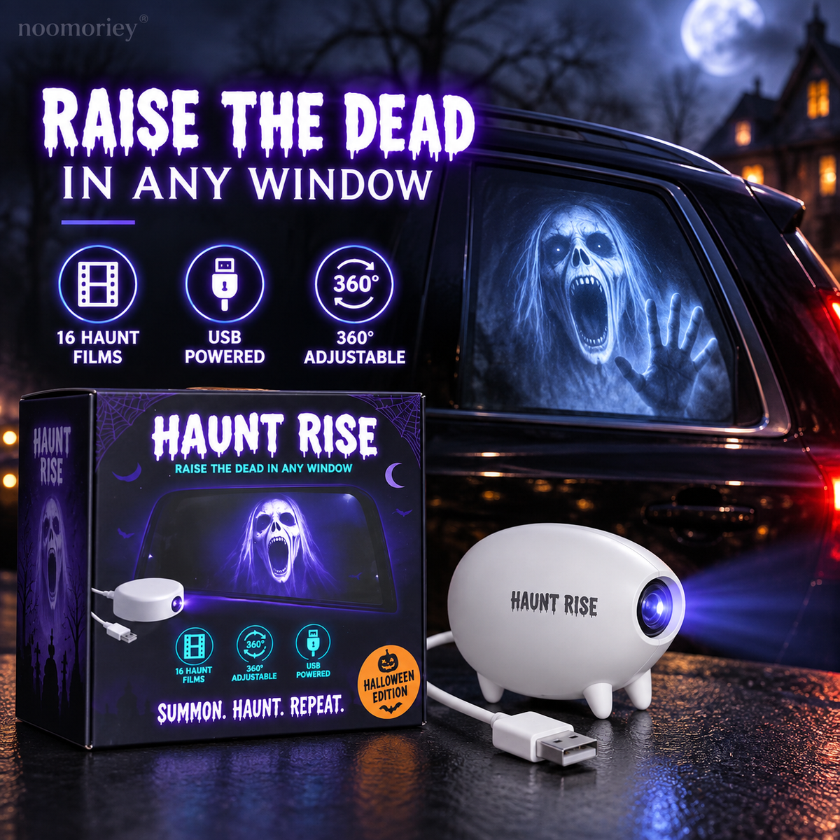 👻 ANIMATED HALLOWEEN PROJECTOR | 16 Spooky Projection Films for Windows, Walls & Party Decor