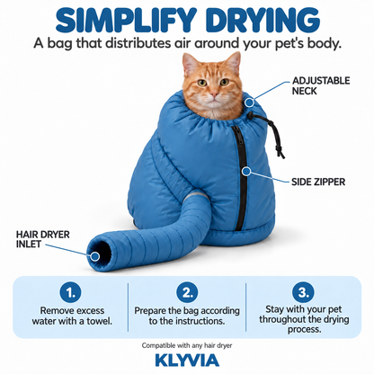 🐶🐱 Pet Drying Bag – Hands-Free Hair Dryer Wrap for Dogs & Cats 💨