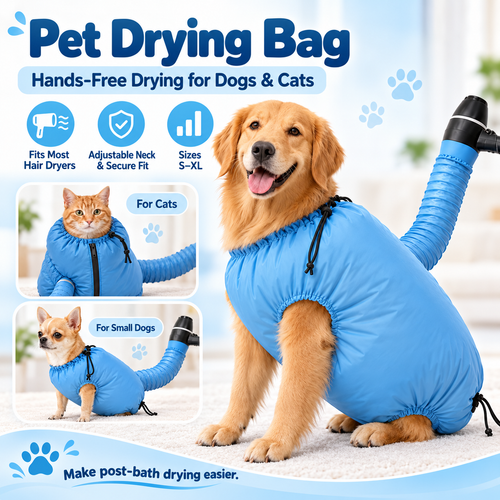 🐶🐱 Pet Drying Bag – Hands-Free Hair Dryer Wrap for Dogs & Cats 💨