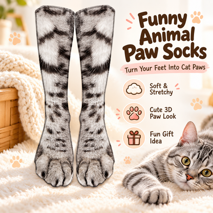 🐾 Funny Animal Paw Socks – Realistic Cat Paw Novelty Socks 🐱