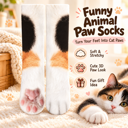 🐾 Funny Animal Paw Socks – Realistic Cat Paw Novelty Socks 🐱