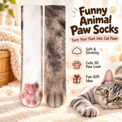 🐾 Funny Animal Paw Socks – Realistic Cat Paw Novelty Socks 🐱