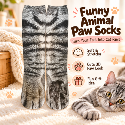 🐾 Funny Animal Paw Socks – Realistic Cat Paw Novelty Socks 🐱