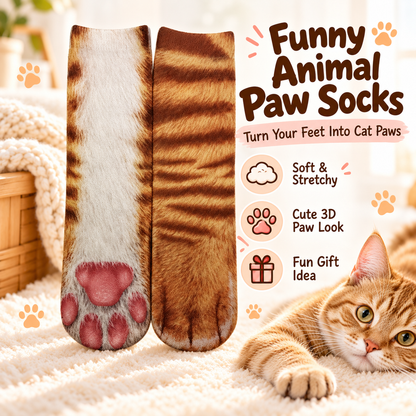 🐾 Funny Animal Paw Socks – Realistic Cat Paw Novelty Socks 🐱