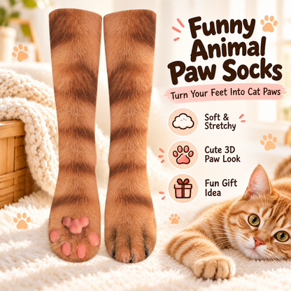 🐾 Funny Animal Paw Socks – Realistic Cat Paw Novelty Socks 🐱