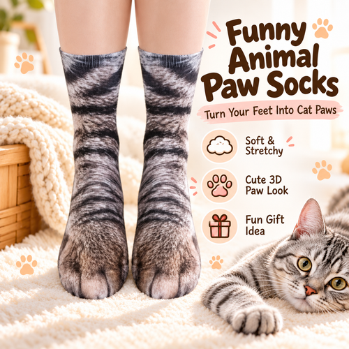 🐾 Funny Animal Paw Socks – Realistic Cat Paw Novelty Socks 🐱