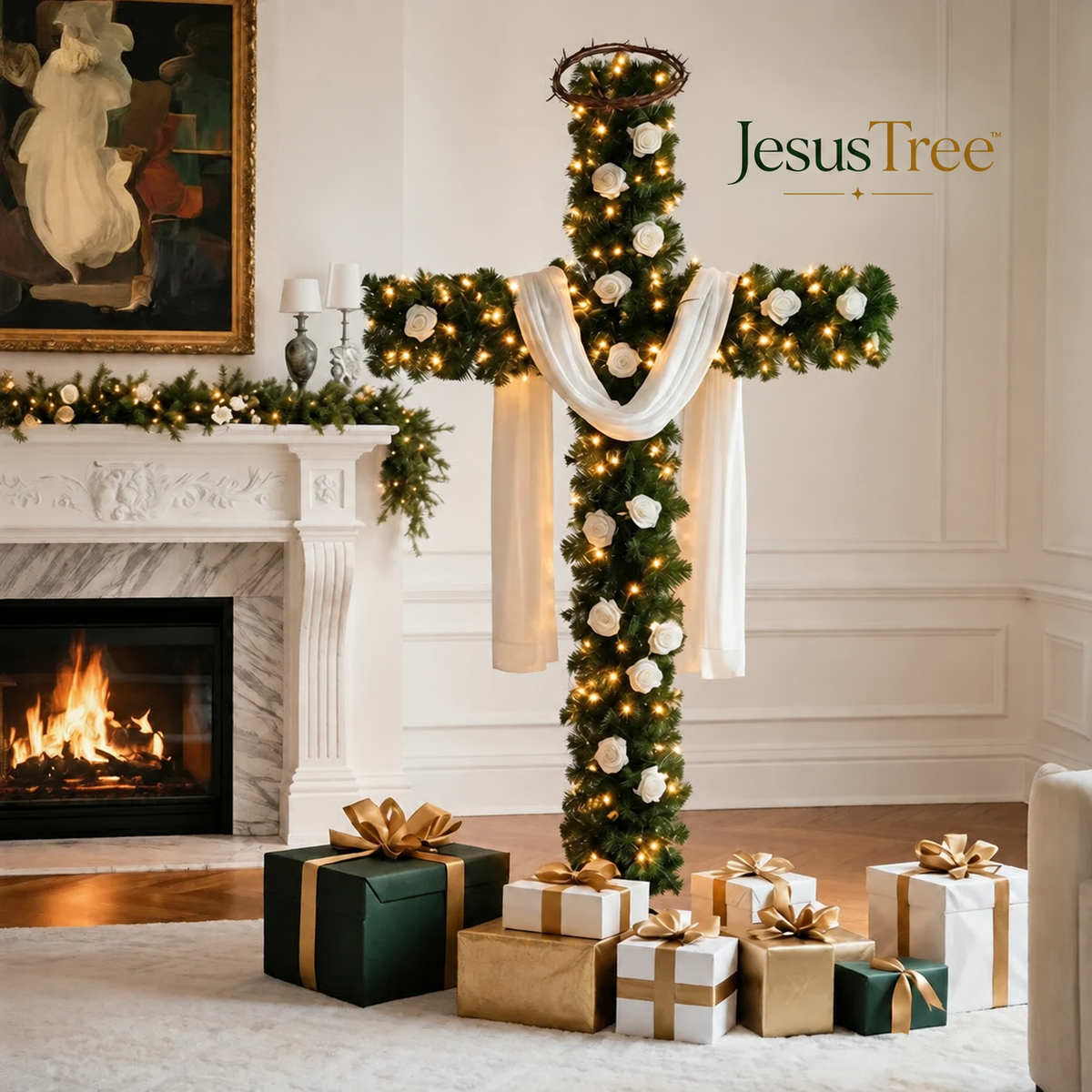 ✝️ Lighted Christmas Cross Tree – Keep Christ at the Center of Christmas