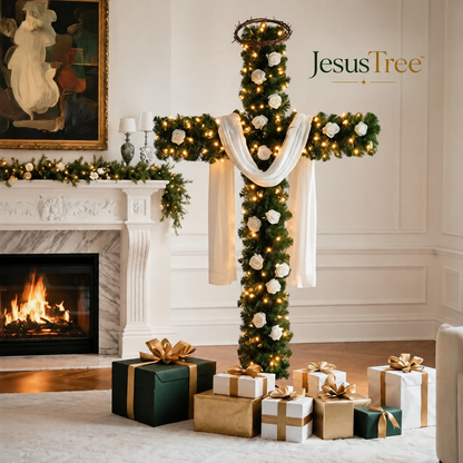 ✝️ Lighted Christmas Cross Tree – Keep Christ at the Center of Christmas