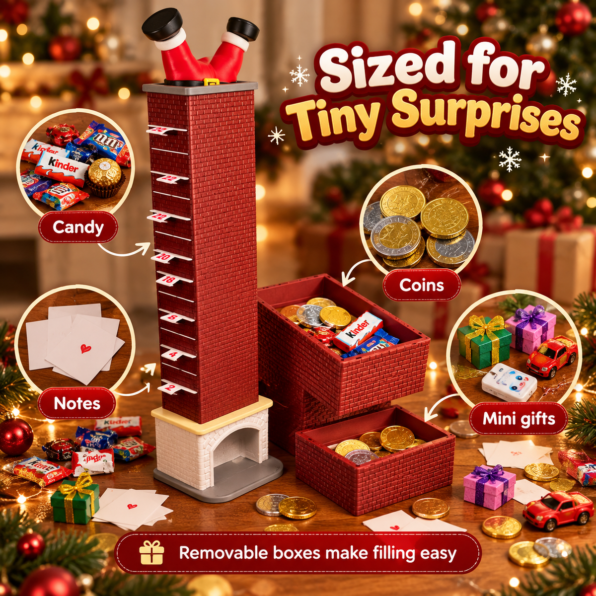 🎅 Christmas Chimney Advent Calendar – 25-Day Candy Surprise Countdown 🎄