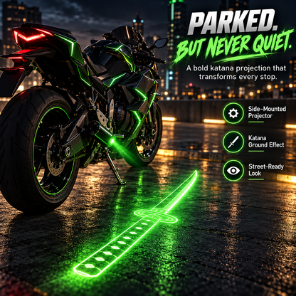 ⚔️ Neon Katana Motorcycle Ground Projection Light – Eye-Catching LED Sword Effect for Night Riders