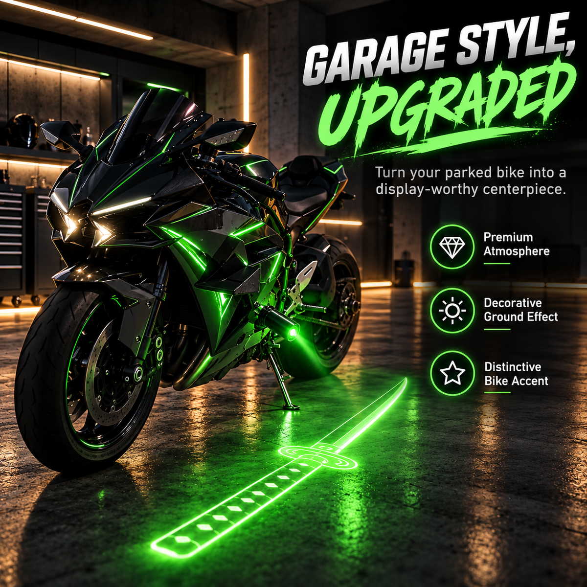 🏍️Patriotic Eagle Motorcycle Ground Projection Lamp 🇺🇸